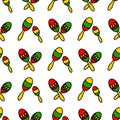 Maracas vector illustration. Seamless Mexican pattern of maraca and maracas. Royalty Free Stock Photo