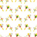 Maracas vector illustration. Seamless Mexican pattern of maraca and maracas. Royalty Free Stock Photo