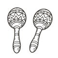 Maracas vector with ornament for design of logo or emblem. Traditional mexican instrument for latin festival. Ethnic