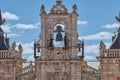 Maragato Colas and Maragata Colasa chiming the clock on top of the town hall of Astorga, Spain