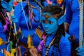 Family dressed as avatars are seen during the carnival parade