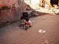 Marakesh, MOROCCO - 18 sep. 2013: Children playing in the street Royalty Free Stock Photo