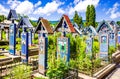 Maramures, Transylvania. Merry Cemetery in Sapanta village, northern Romania Royalty Free Stock Photo