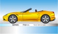 Ferrari California Spider, classic and vintage sport car, yellow colured vector