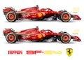 Ferrari SF-24 formula 1, Charles Leclerc number 16 and Carlos Sainz number 55, 2024 F1, illustration