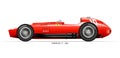 Ferrari 801 F, championship 1956, vintage car, vector illustration