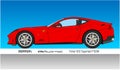 Ferrari 812 Superfast model sportcar, silhouette outlined with colors