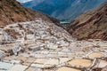 Maras salt mines peruvian Andes Cuzco Peru Royalty Free Stock Photo