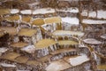 Maras Salt Mines in Salinas near Tarabamba in Peru Royalty Free Stock Photo