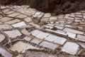 Maras Salt Mines in Salinas near Tarabamba in Peru Royalty Free Stock Photo