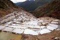 Maras Salt Mines in Salinas near Tarabamba in Peru Royalty Free Stock Photo