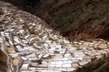 Maras Salt Mines, Salinas near Tarabamba in Peru Royalty Free Stock Photo