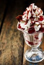 Maraschino cherry and vanilla parfait Royalty Free Stock Photo