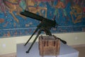 Marasesti, Romania-May 2, 2021: Photo inside the museum in Marasesti, showing the image of an old war weapon Royalty Free Stock Photo