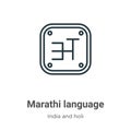 Marathi language outline vector icon. Thin line black marathi language icon, flat vector simple element illustration from editable