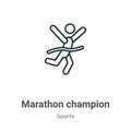 Marathon champion outline vector icon. Thin line black marathon champion icon, flat vector simple element illustration from Royalty Free Stock Photo