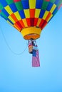 Marathon City, Wisconsin, USA, July 9, 2021, Taste N Glow Balloon Fest just West of Wausau. First hot air balloon in the air with