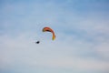 Marathon City, Wisconsin, USA, July 7, 2021: Taste N Glow Balloon Fest. Powered paraglider