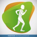 Marathon Design with Runner in Abstract Shapes, Vector Illustration