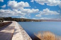 The Marathon Lake with the dam in Attica, Greece