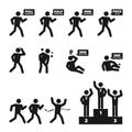 Marathon man story icon set illustration pictogram