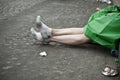 Marathon of Paris - woman without shoes Royalty Free Stock Photo