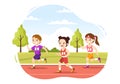 Marathon Race Illustration with Kids Running, Jogging Sport Tournament and Run to Reach the Finish Line in Flat Cartoon Hand Drawn Royalty Free Stock Photo