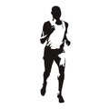 Marathon run, running man, vector silhouette