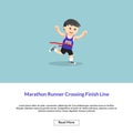 Marathon runner crossing finish line Royalty Free Stock Photo
