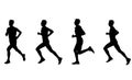 marathon runner, four steps silhouettes