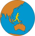 Marathon Runner Running Around World Asia Pacific Drawing