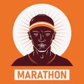 Marathon Runner Running Circle Retro. Royalty Free Stock Photo