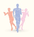 Marathon runner, Start running , Group of people running action graphic vector