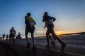 Marathon Runners Dawn Sunrise Contrasts