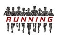Marathon runners, Group of Men and Women running with text running Royalty Free Stock Photo