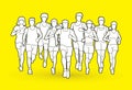 Marathon runners, Group of people running, Men and women running Royalty Free Stock Photo