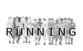 Marathon runners, Group of people running, Men and Women running with text running design using grunge brush graphic vector. Royalty Free Stock Photo