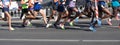 Marathon runners legs running