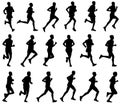 18 marathon runners silhouettes