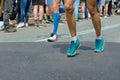 Marathon running race, many runners feet on road racing, sport competition, fitness healthy lifestyle concept Royalty Free Stock Photo