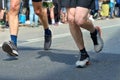 Marathon running race, many runners feet on road racing, sport competition, fitness healthy lifestyle concept Royalty Free Stock Photo