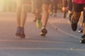 Marathon running race, people feet on city road Royalty Free Stock Photo