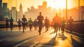 Marathon running race, people feet on city road at sunrise Royalty Free Stock Photo