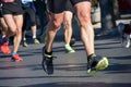 Marathon running race, people feet on road Royalty Free Stock Photo