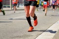 Marathon running race, people feet on road, sport concept Royalty Free Stock Photo