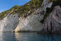 Marathonisi cave and beach on Turtle island Marathonisi, Greece, south of the island of Zakynthos, Greece. Royalty Free Stock Photo