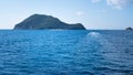 Marathonisi island in Ionian sea. Royalty Free Stock Photo