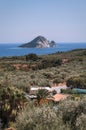 Marathonisi island where the caretta sea turtle lays its eggs. Zakynthos, Greece Royalty Free Stock Photo