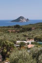 Marathonisi island where the caretta sea turtle lays its eggs. Zakynthos, Greece Royalty Free Stock Photo