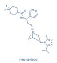 Maraviroc HIV drug molecule entry inhibitor class. Skeletal formula.